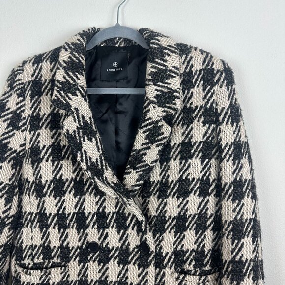 Anine Bing Houndstooth Blazer Jacket S Oversized Business Casual Office Minimali - Picture 2 of 8